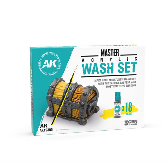 AK - MASTER ACRYLIC WASH SET FULL RANGE 18 COLORS AK - MASTER ACRYLIC WASH SET FULL RANGE 18 COLORS