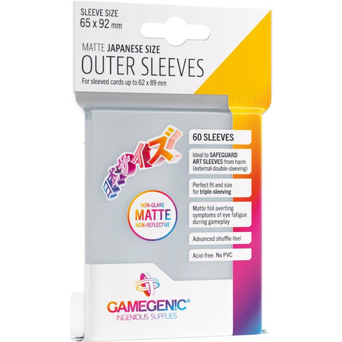 GAMEGENIC - OUTER SLEEVESMATTE JAPANESE SIZE (60 SLEEVES) GAMEGENIC - OUTER SLEEVESMATTE JAPANESE SIZE (60 SLEEVES)