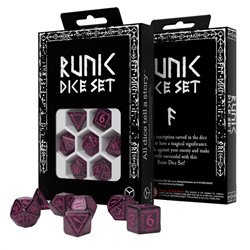SET DE DÉS RUNIQUE - NOIR PAILLETÉ & MAGENTA