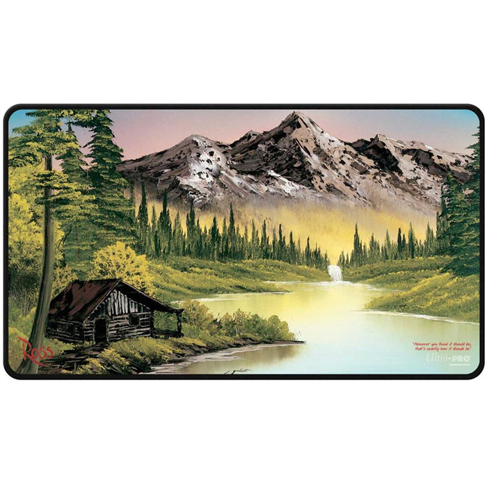 UP - BOB ROSS MOUNTAIN RETREAT BLACK STITCHED PLAYMAT UP - BOB ROSS MOUNTAIN RETREAT BLACK STITCHED PLAYMAT